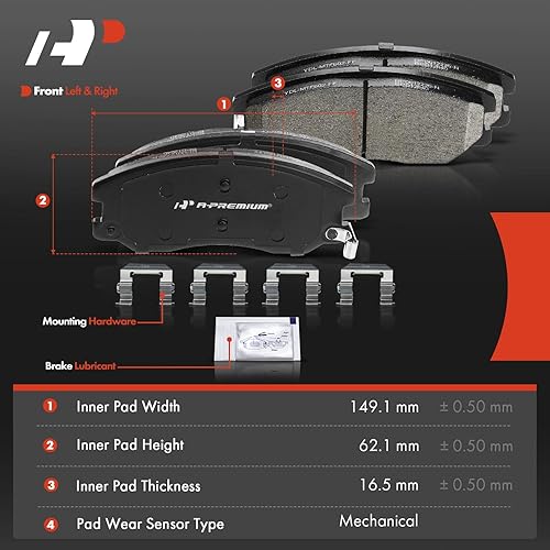 Miniatura 5 de A-Premium Juego de pastillas de freno de disco de cerámica delanteras compatibles con modelos seleccionados Chevy, Pontiac, Saturn y Suzuki -