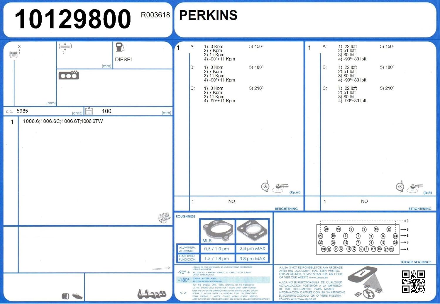 Ajusa 10129800 Gasket cylinder head