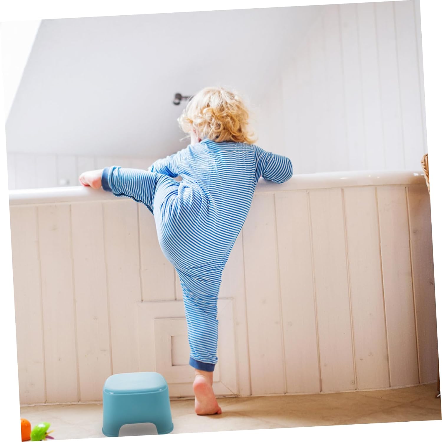 Step Stool Safe Comfortable Stool for Bathroom Ergonomic Design for Bathing Shoe Changing Slip Base Multi Purpose Use Home Kindergarten