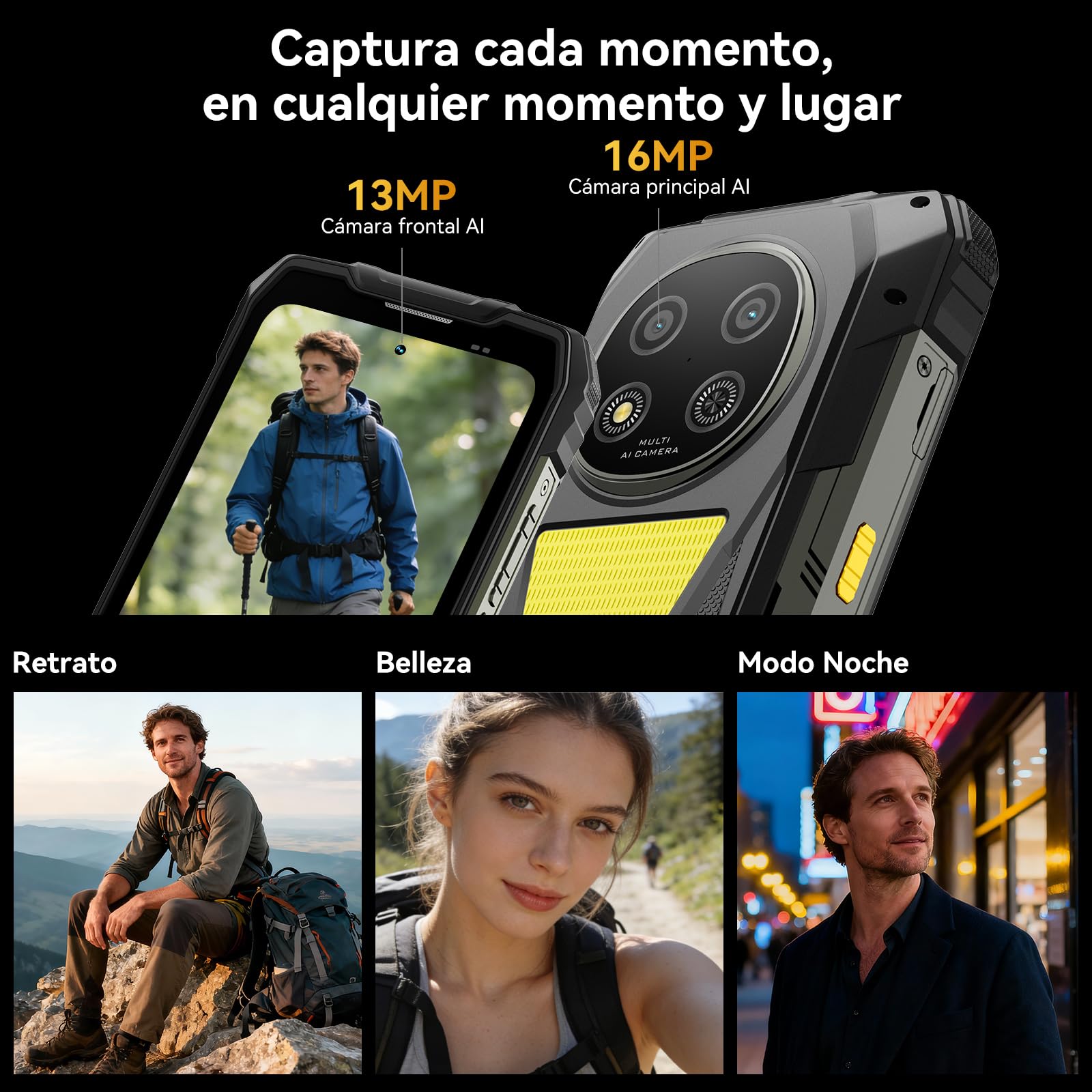 Blackview Rock 2 Pro Movil Irrompible, Android 16 Movil Indestructible 5G 32GB+256GB, 6.67" HD+ Display 120Hz 15000mAh IP69K Móvil Rugerizado, 16MP AI Kamera, NFC/OTG/GPS/Gemini AI/Glove Mode 2.0