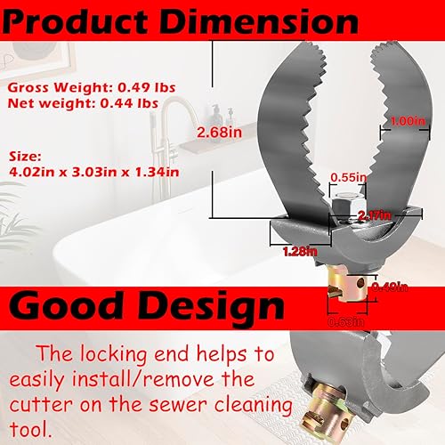 Miniatura 7 de 52822 Modelo T-232 H-D Cortador de 3 "C", herramienta de limpieza de drenaje de acoplador de cable, compatible con máquina de tambor RIDGID K-400,