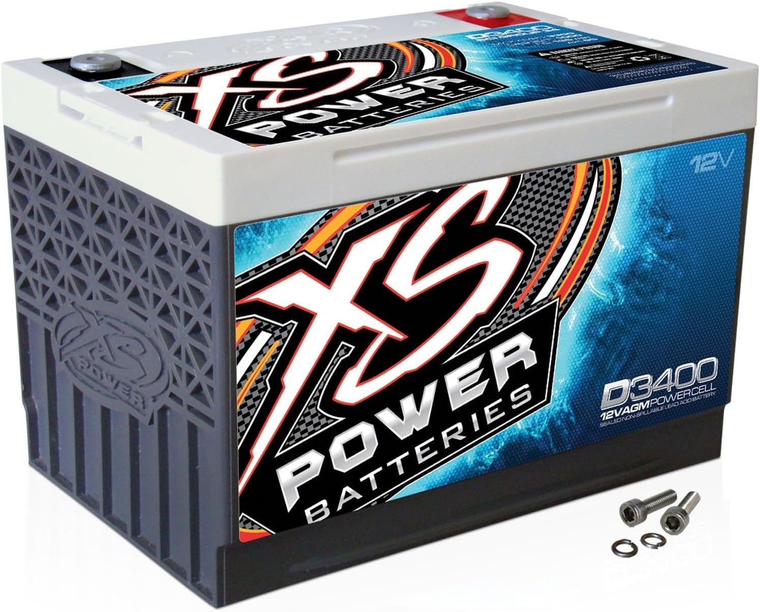 XS Power D3400 XS Series 12V 3,300 Amp AGM High Output Battery with M6 Terminal Bolt