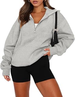 onlypuff Women Half Zip Up Pullover Hoodies Oversized Y2K Sweatshirt | Drawstring Essential Hoodie with Kangaroo Pocket Fleece Warm Fall Winter Outfits Long Sleeve Cute Travel Hooded Sweatshirts