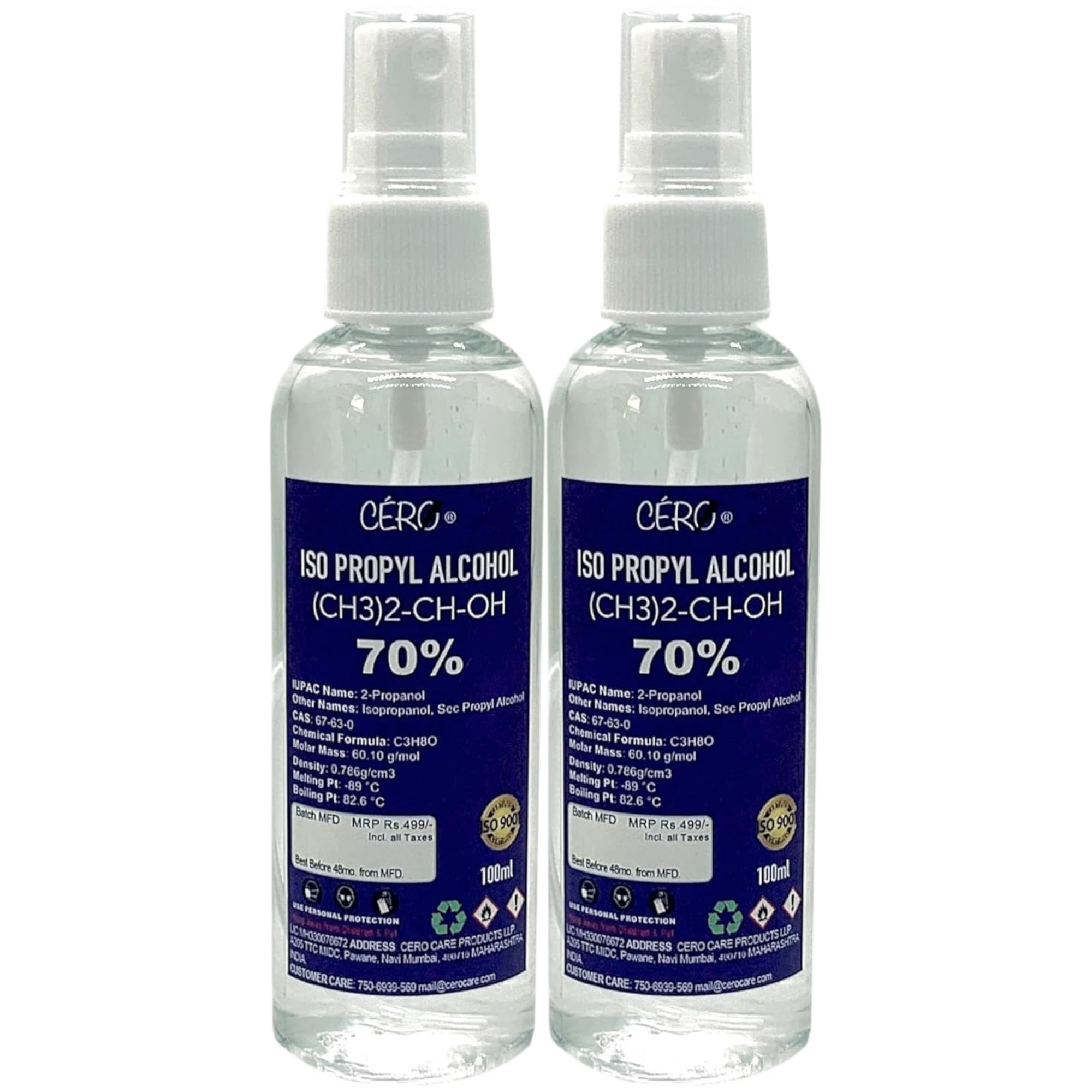 CERO ® IPA Isopropyl Alcohol for Cleaning, All Electronics, Clean Your Makeup Tools, Clean CPU, GPU and Screen, Repair Cosmetics 70% Pure [(CH3)2-CH-OH] CAS: 67-63-0 (100ml) Pack of 2-image-27