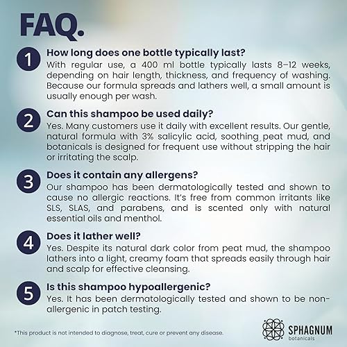 Miniatura 6 de Sphagnum Botanicals Champú para la psoriasis con ácido salicílico  Tratamiento natural del cuero cabelludo para cuero cabelludo seco, picazón y