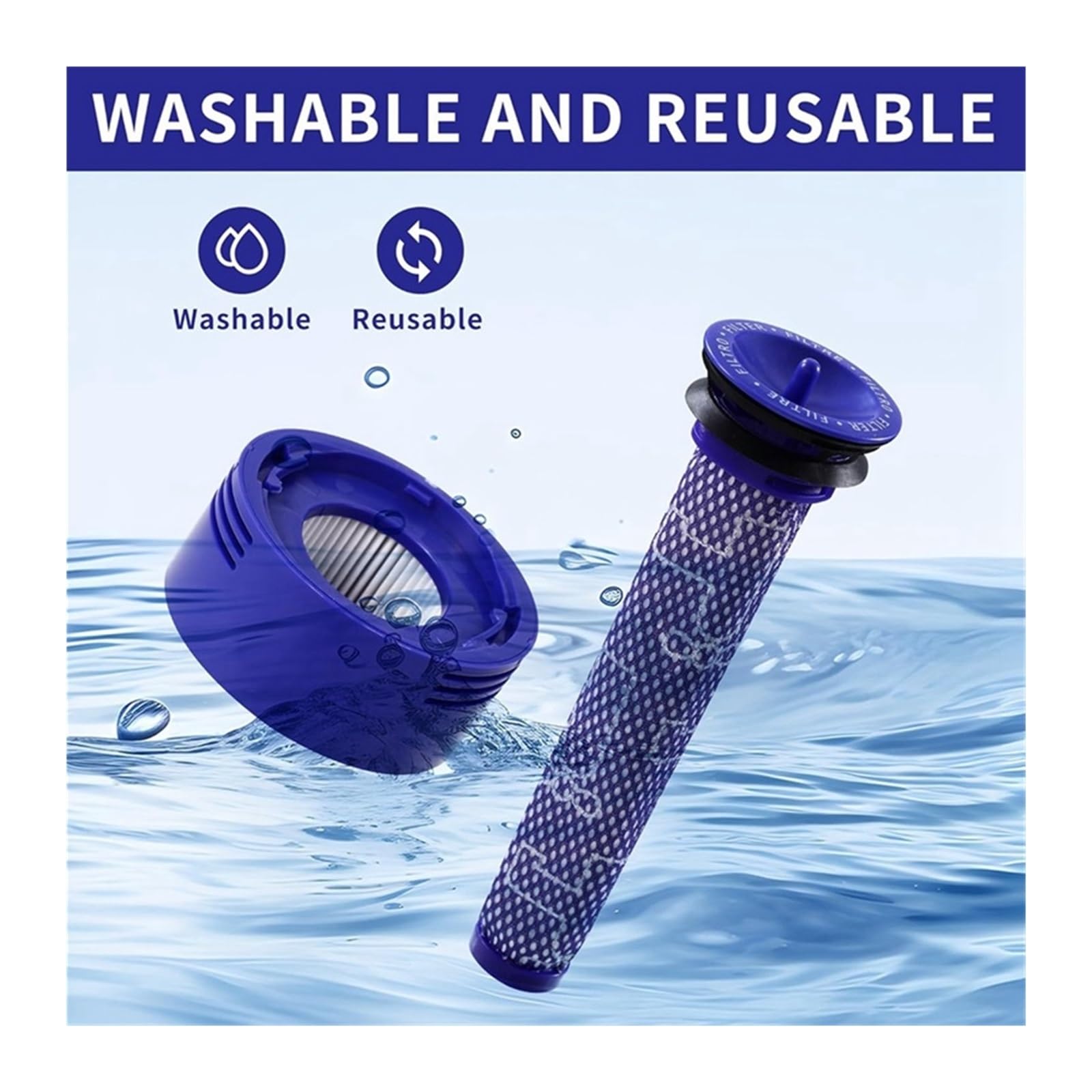 Ersatz-Vakuumfilter, Kompatibel Mit Dyson V7 V8, Vakuum-Vor- Und Nachfilter, Ersetzt Teil 965661-01-967478-01(2PCS)