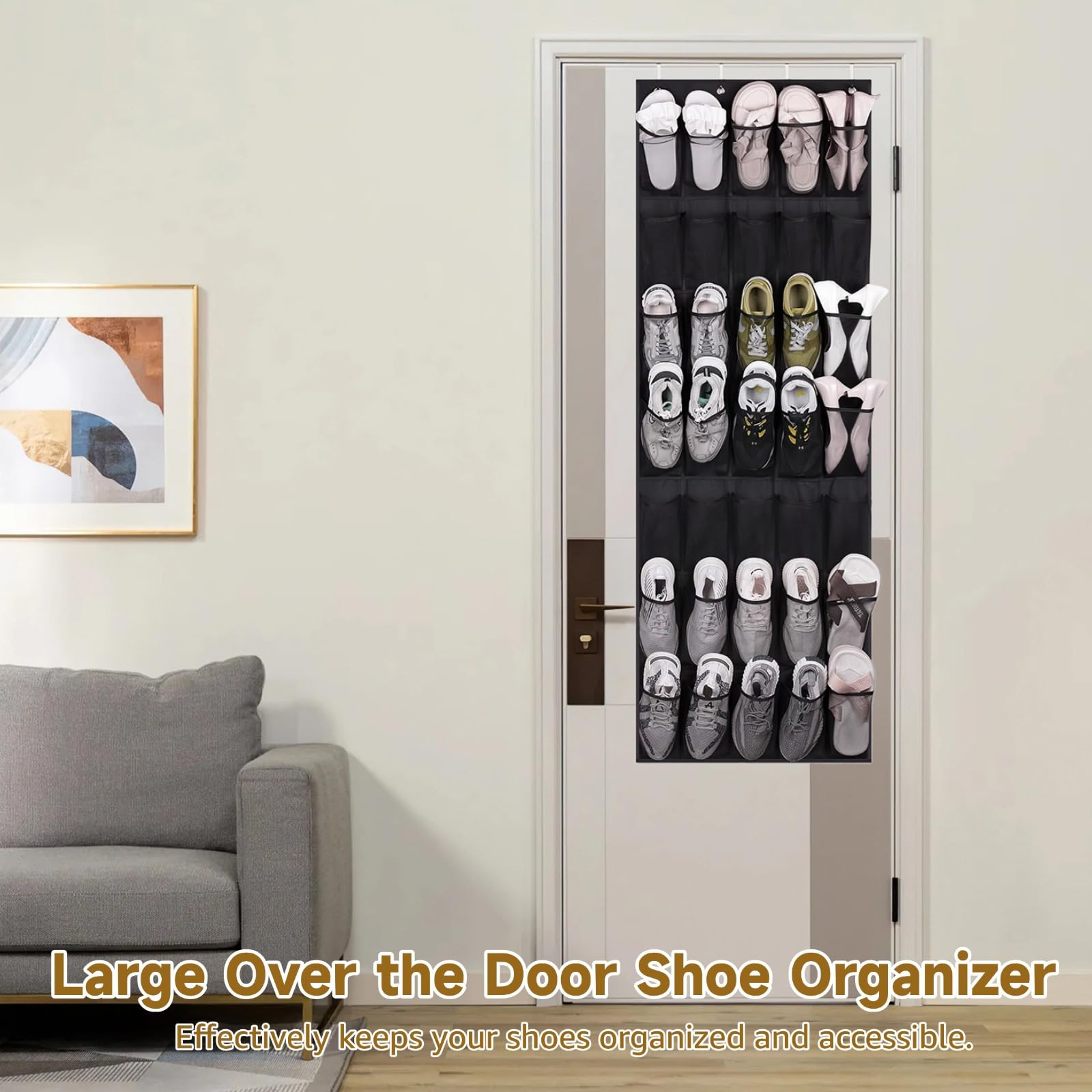 3 piezas de zapatos para colgar en la puerta con 35 kets, bolsas de malla Lar para zapatos y botas, carreras no tejidas que ahorran espacio, ures de 27.5 x 65 pulgadas, maximiza el espacio del armario