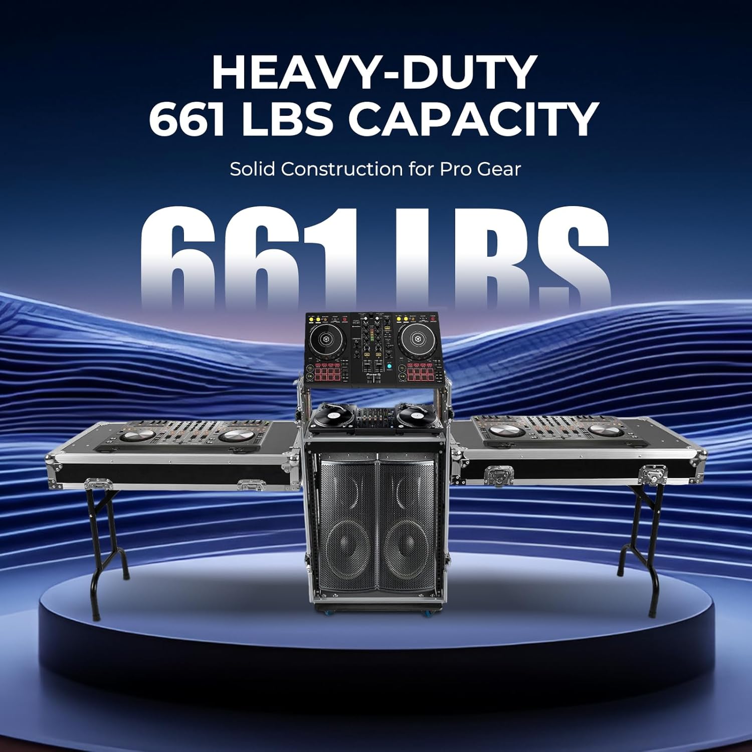 14U PA DJ Rack with 2 DJ Table Top,Studio Rack Recording Studio Racks, PA DJ Cabinet Network & Stereo Rack with 4 Wheels