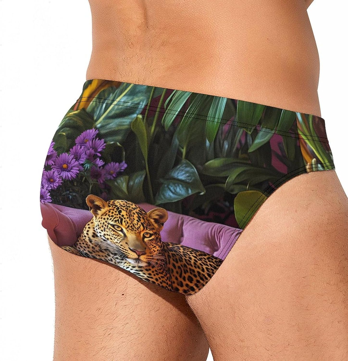 Leopard Sofa Men's Swimsuit Brief Sexy Bikini Briefs Retro Printed Swimwear Quick Dry Swimming Trunks 3X-Large