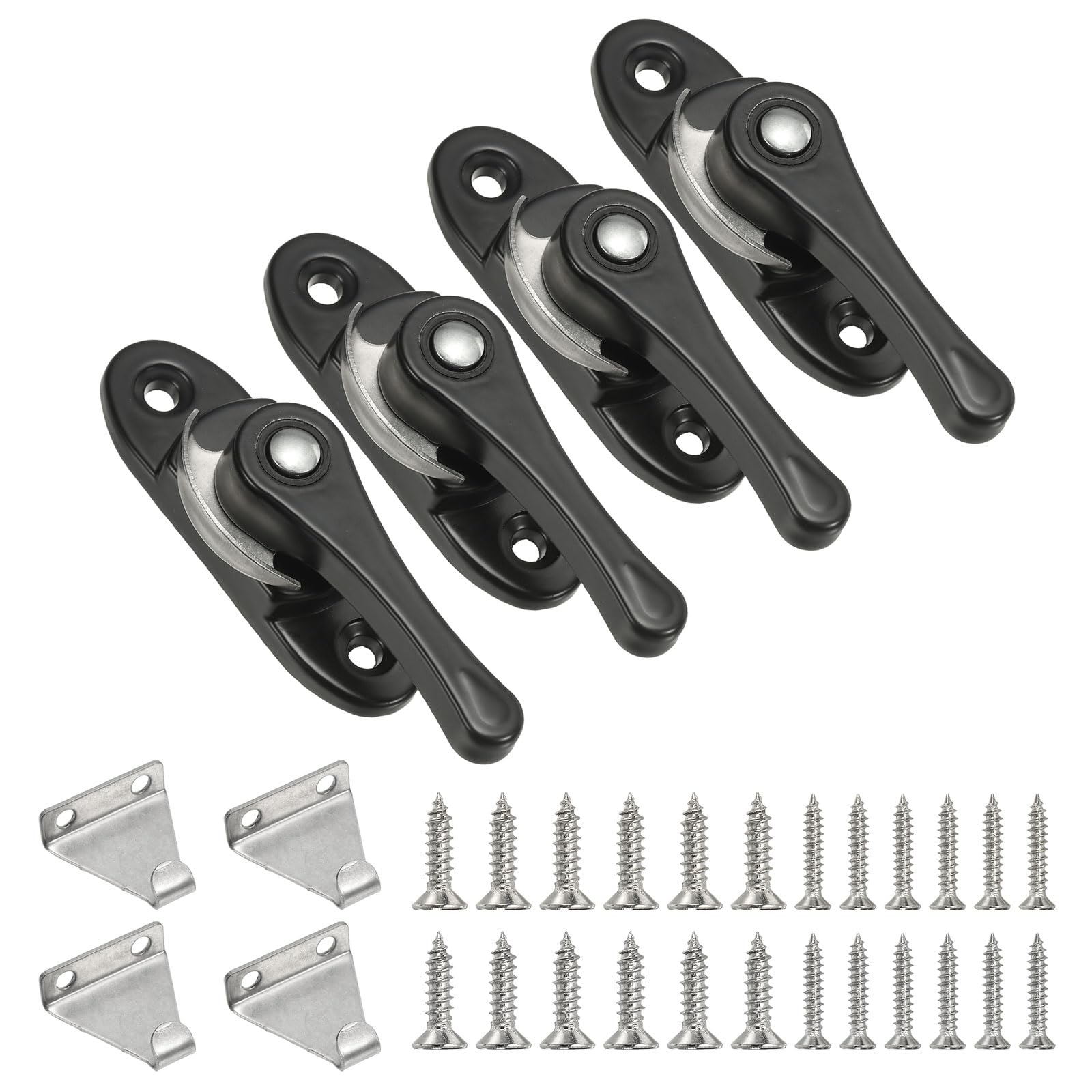 PATIKIL Window Sash Locks 3 x 0.9", 4Pcs Sliding Cam Action Sash Locks and Keeper Replacement for Bedrooms Bathrooms Vertical and Horizontal Sliding Windows, Black