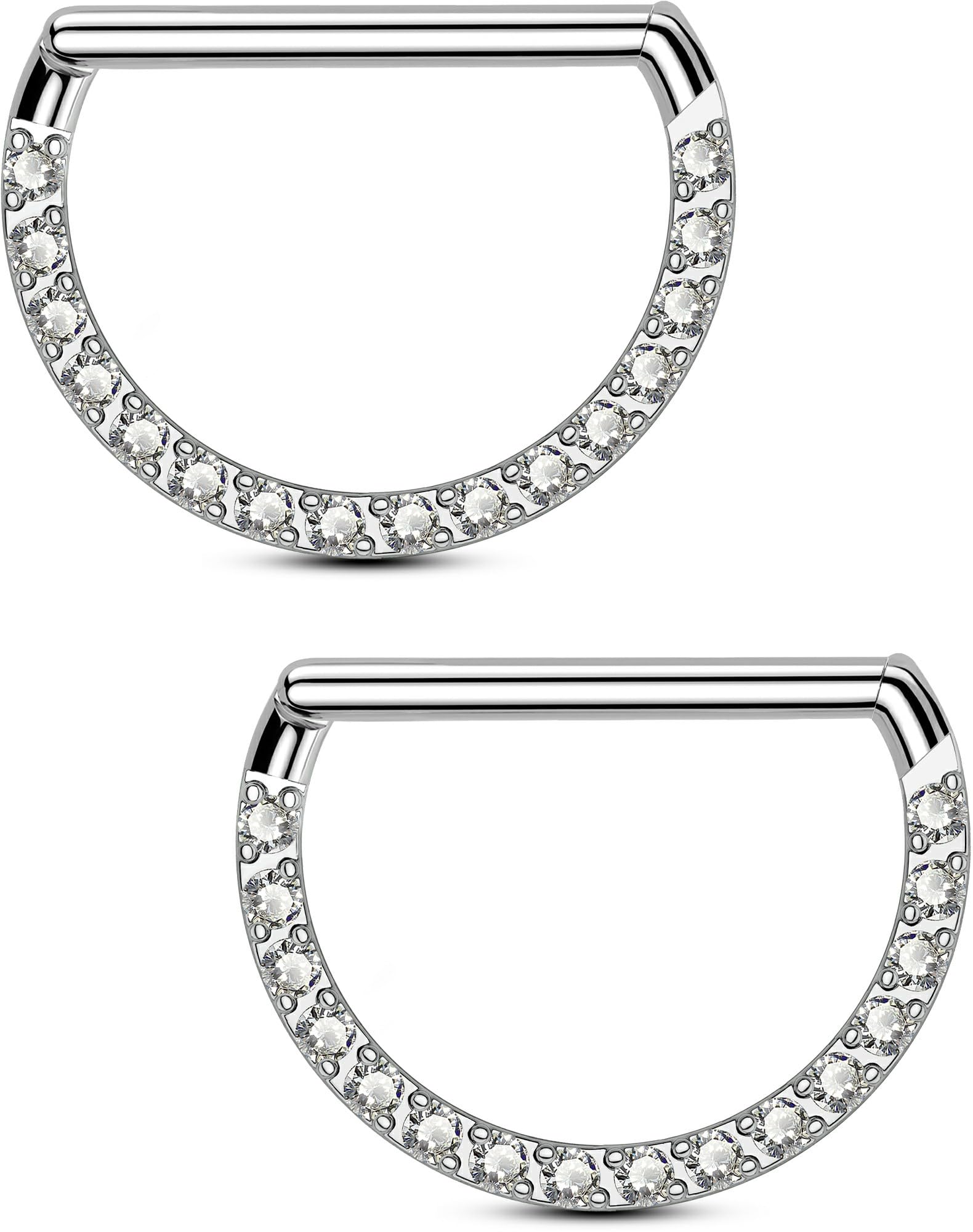OUFER Body Piercing Nipple Bars: 14G Surgical Steel Gold Clicker Nipple Rings Piercing Jewellery with Clear CZ Paved for Women 1.6mm