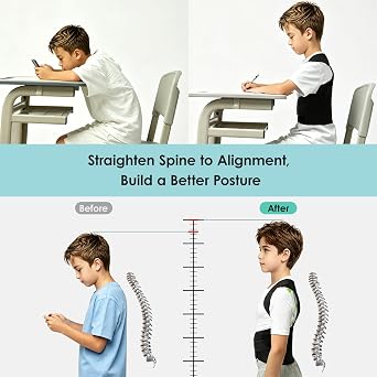 babaka Posture Corrector for Kids and Teens Adjustable Full Back Support Brace, Scoliosis, Dowagers Hump, Hunchback, Spine Corrector Boys and Girls (S)