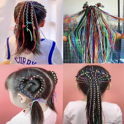 Miniatura 8 de Juego de 50 trenzas de pelo surtidas con colores degradados, trenzados, para trenzas de cola de caballo, mujeres y niñas, accesorios de peinado