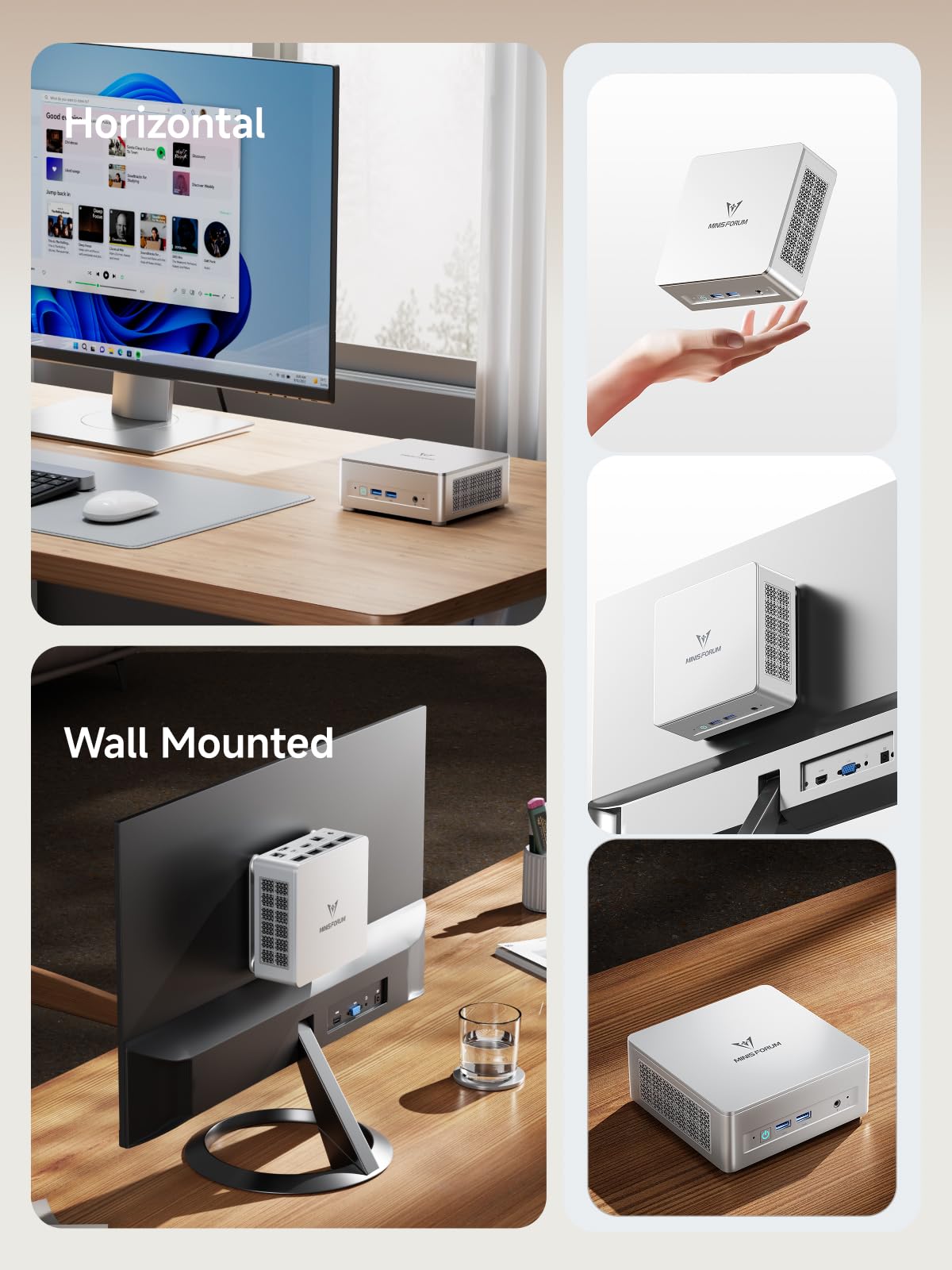 MINIS FORUM DeskMini UM750L Slim Mini PC AMD Ryzen 5 7545U, 16 GB LPDDR5 RAM + 1TB PCIe4.0 SSD, HDMI/DP/USB4-Ausgänge, 2,5 G LAN, WiFi 6E, 5 x USB-Anschluss AMD Radeon 740M Grafik Small Form Factor