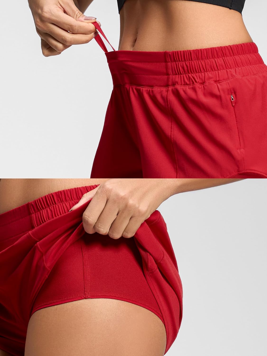 MCEDAR Women's Running Shorts Low Waisted 2.5"，Lightweight Active Workout Quick Dry Gym Athletic Sports Shorts Zip Pocket - Image 2