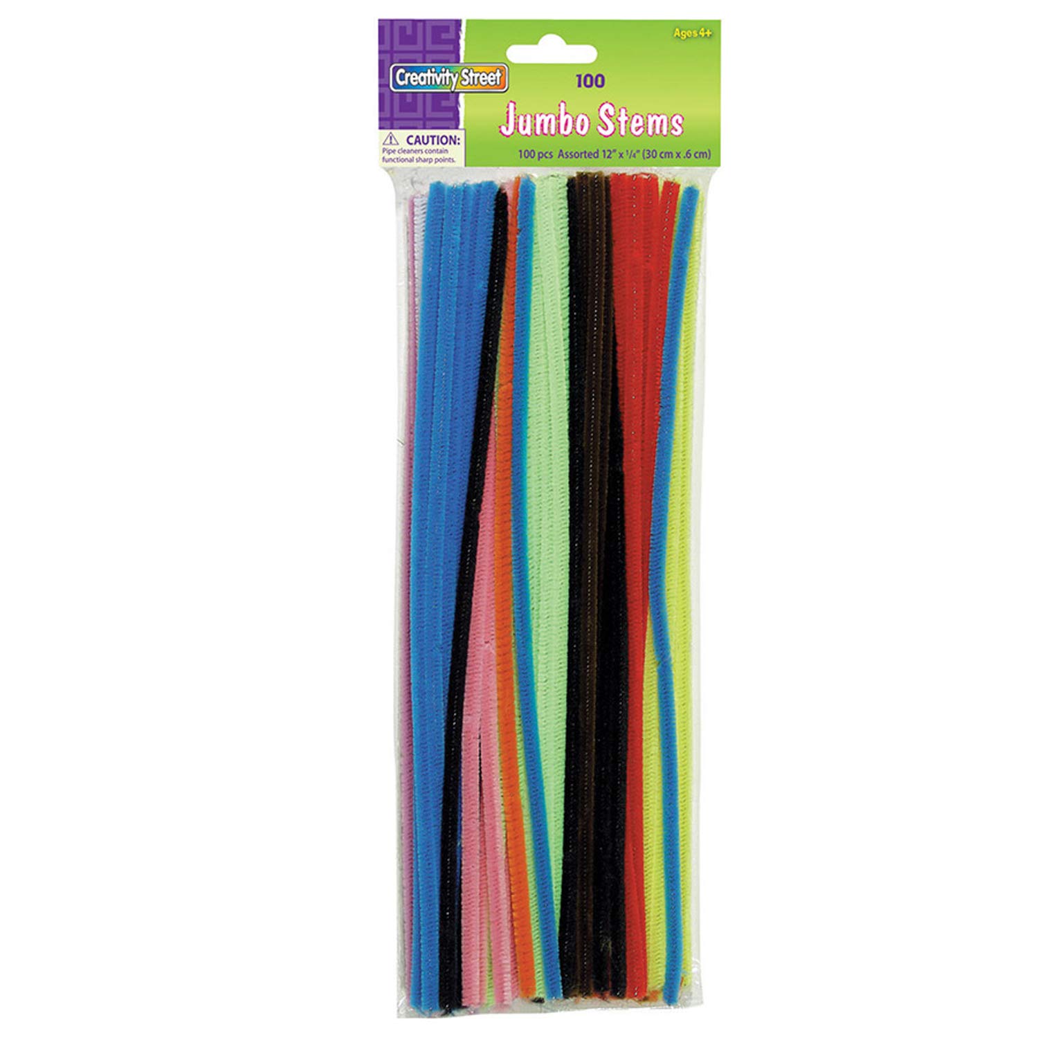 Chenille KraftCK-711001 12" Assorted Colors Stems, 0.5" Height, 5" Wide, 15" Length, Jumbo (100 Pieces)