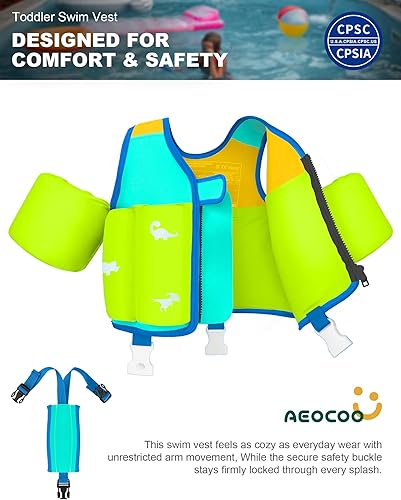 Miniatura 2 de Flotadores de piscina para niños de 1-2-3-5-7-9 años, chaleco de natación para niños pequeños de 20-30-50-70 libras, cómoda chaqueta flotante para