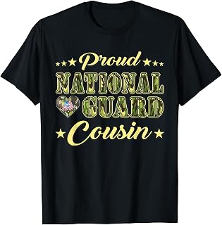 Proud National Guard Cousin Dog Tags Heart Military Family Men Women Kids T-Shirt
