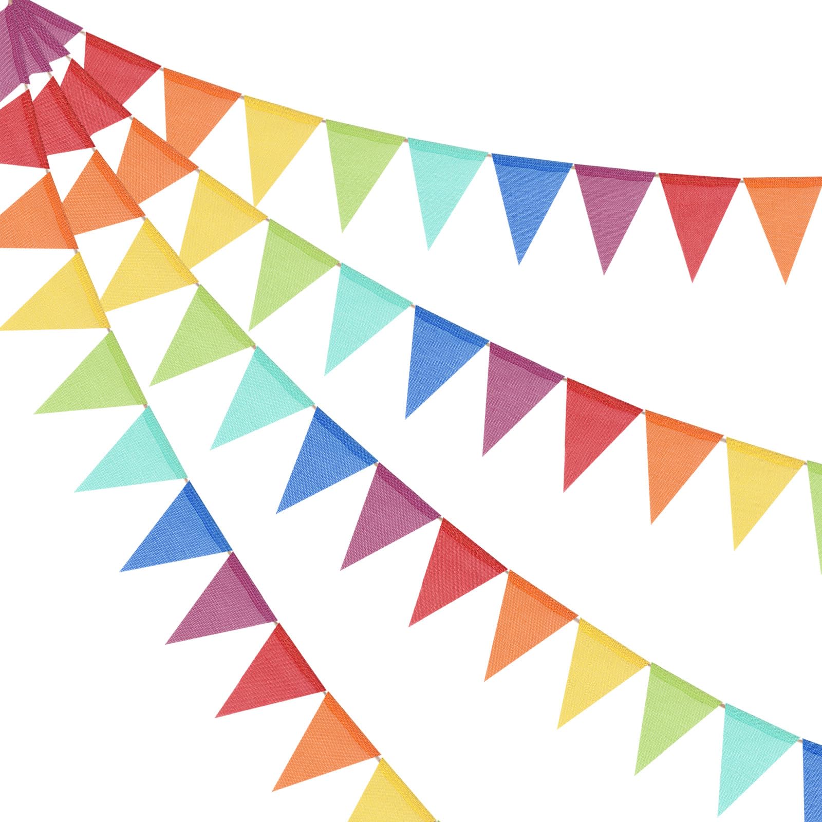 Winmany 4 Pack Pennant Banner Garland Bunting Imitated Burlap Colorful Triangle Flags Hanging Banner Birthday Wedding Party Backdrop Decorations (A)