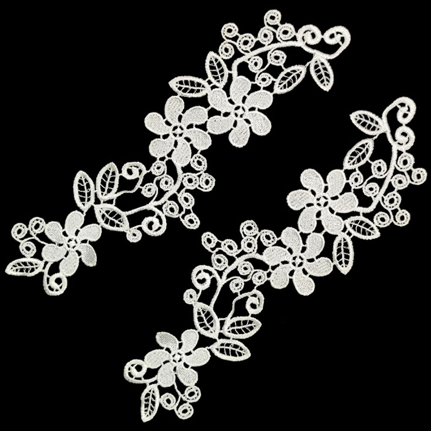 2lots Polyester Lace Appliques Clothing Flower Embroidered Sewing Patches for Garment Decoration Elegant Lace Appliques