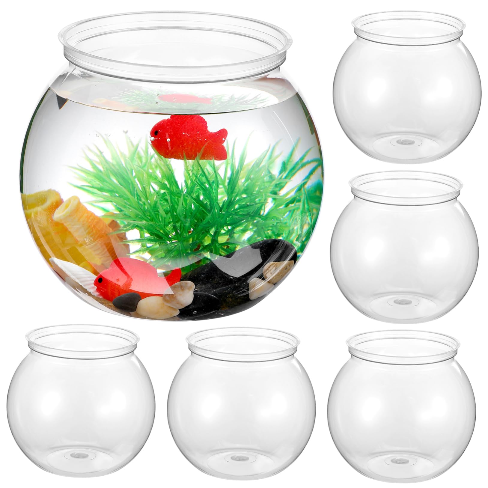 Housoutil 6 Piezas Pecera Redonda Tazón Grande De Plástico Tanque Betta Tazón De Plástico Jardinera Hidro Tazones De Plastico Pecera Transparente Oficina Acuario El Plastico Hidroponia