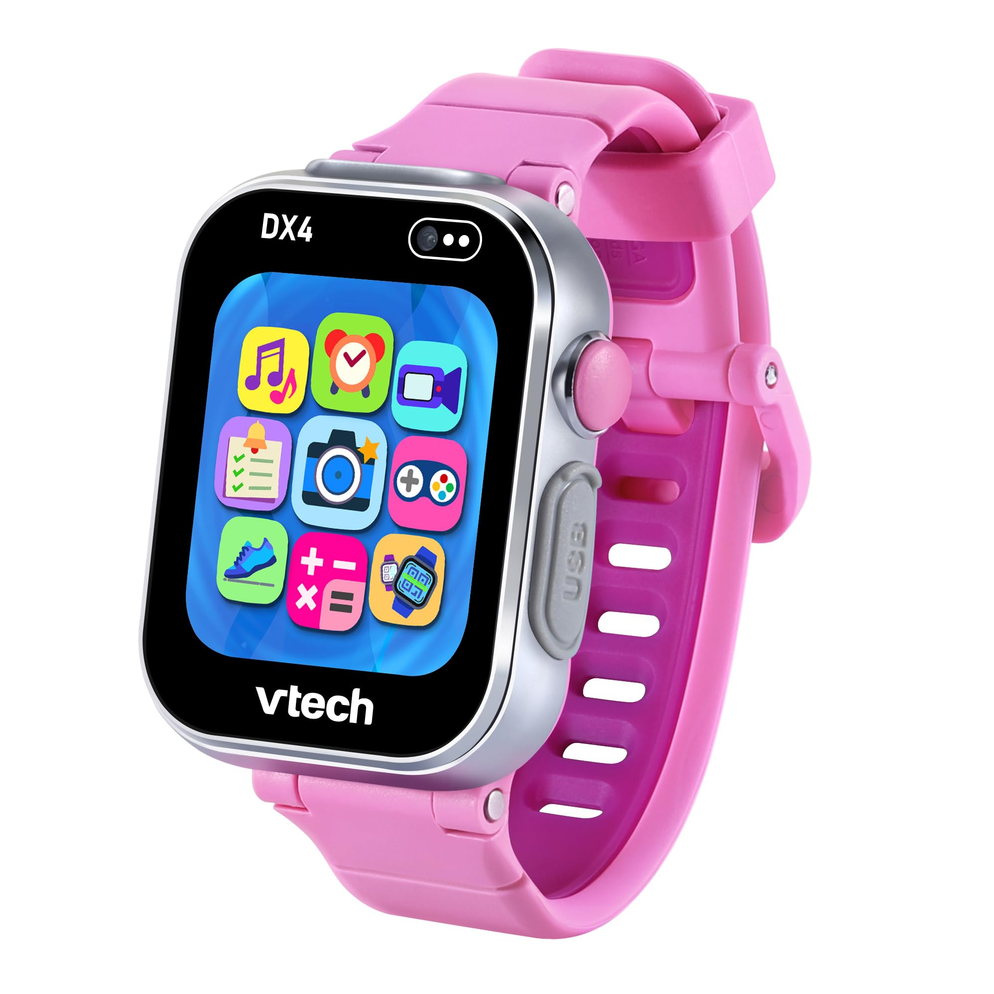 VTech KidiZoom Smartwatch DX4, Rosa, Dual-Kamera für Fotos und Selfies, Spiele, Schrittzähler, vertikales Farbdisplay, Musik-Player, ESP-Version