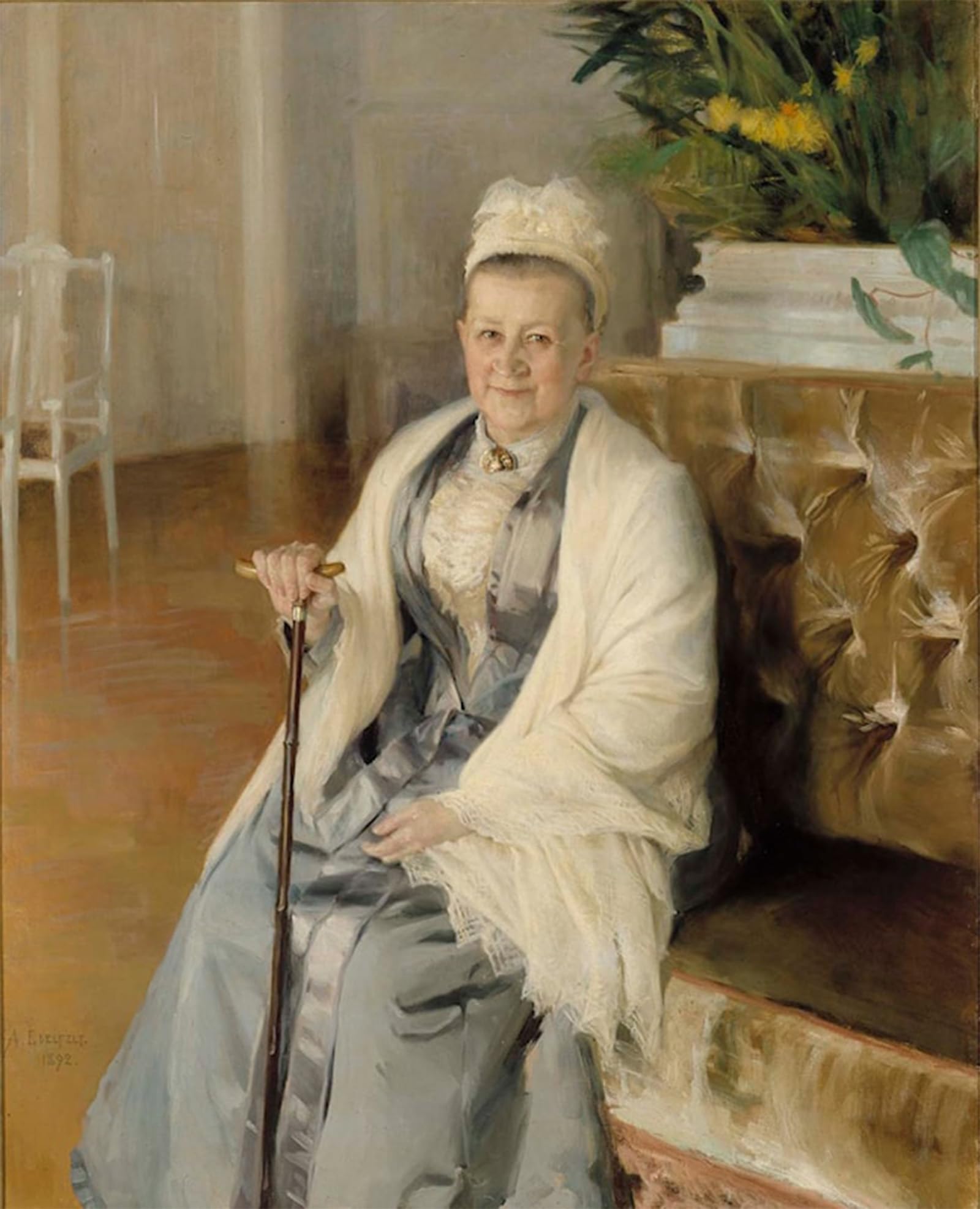 SERENDIPITP Vintage Picture Print on Canvas Wall Art Poster Portrait of Mrs Anna Sinebrychoff by Albert Edelfelt Artwork Print Poster for Wall Decor 60x90cm