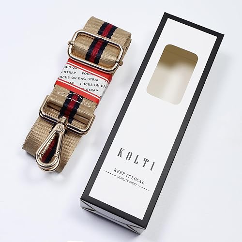 Miniatura 85 de Kolti Correa de repuesto para bolso, bolso cruzado a rayas anchas ajustables Hebilla de oro-04