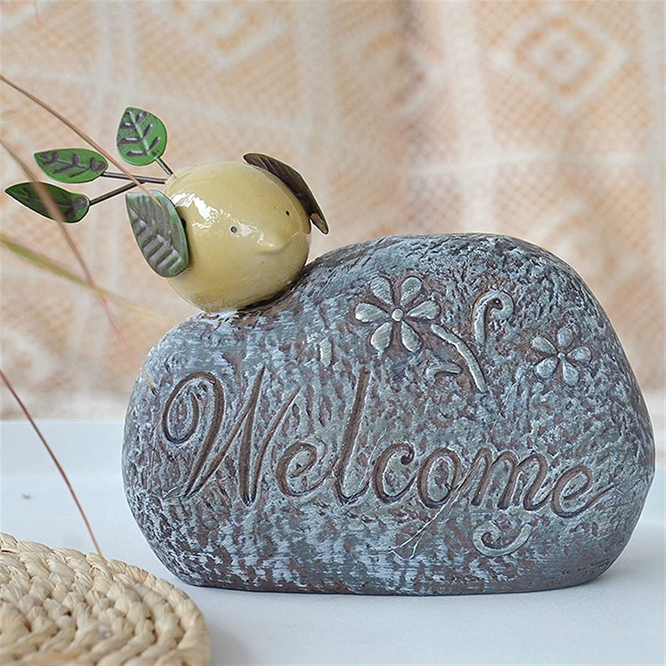 Ceramiczny znak powitalny ptak figurka na zewnątrz ogród blat małe zwierzę dekoracja, dł. 19,5 cm x szer. 8 cm x wys. 15 cm