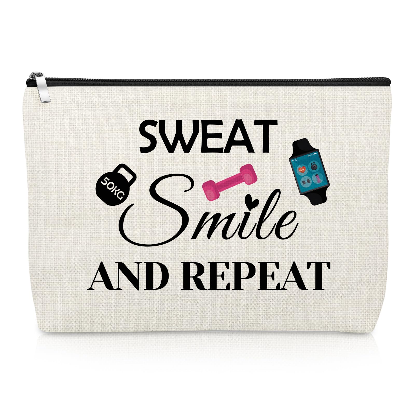 Workout Gifts Fitness Lovers Makeup Bag Gym Gifts for Women Fitness Bodybuilding Cosmetic Bag Exercise Present for Women Friend Trainer Christmas Birthday Present Dumbbell Pendant Travel Pouch
