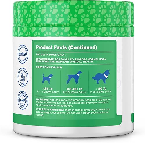 Miniatura 3 de Nutricost Mascotas multifuncionales activas y saludables para apoyar el estilo de vida masticables suaves para perros (sabor a carne), 60