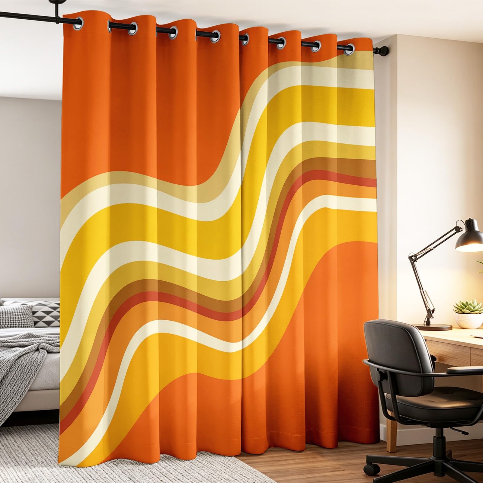 Abstrakcyjne zasłony zaciemniające w stylu vintage, do sypialni, 2 panele, 230 x 274 cm, geometryczne zasłony zaciemniające do salonu, zasłony na przelotkach, izolacja termiczna, dźwiękoszczelne