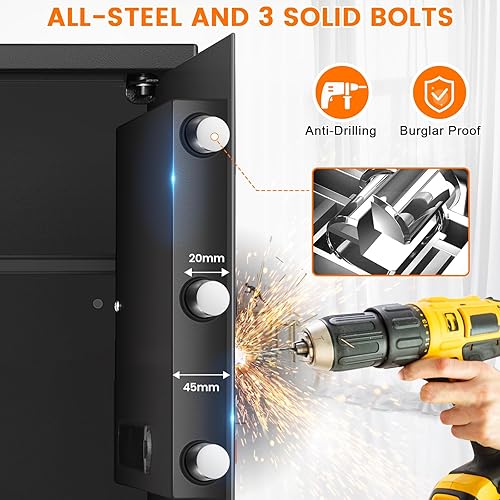 Miniatura 3 de Caja fuerte ignífuga grande de 5.2 pies cúbicos para uso doméstico, caja fuerte digital para el hogar, resistente al agua y al fuego con llaves de