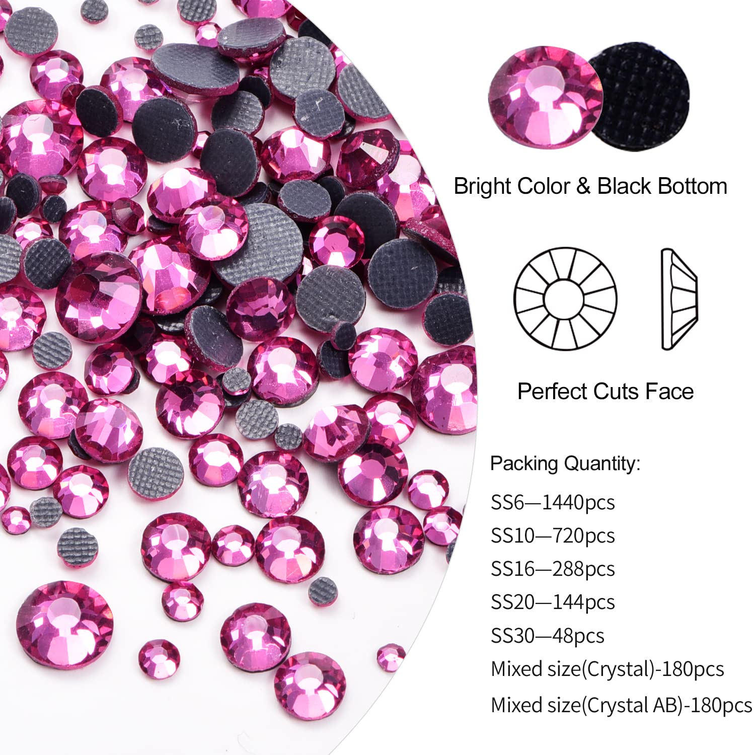 Strass Thermocollants (hotfix) étoiles 8mm Cristal Transparent Miroir - Lot De 30 Pièces, Qualité A+, Marque Safirmes