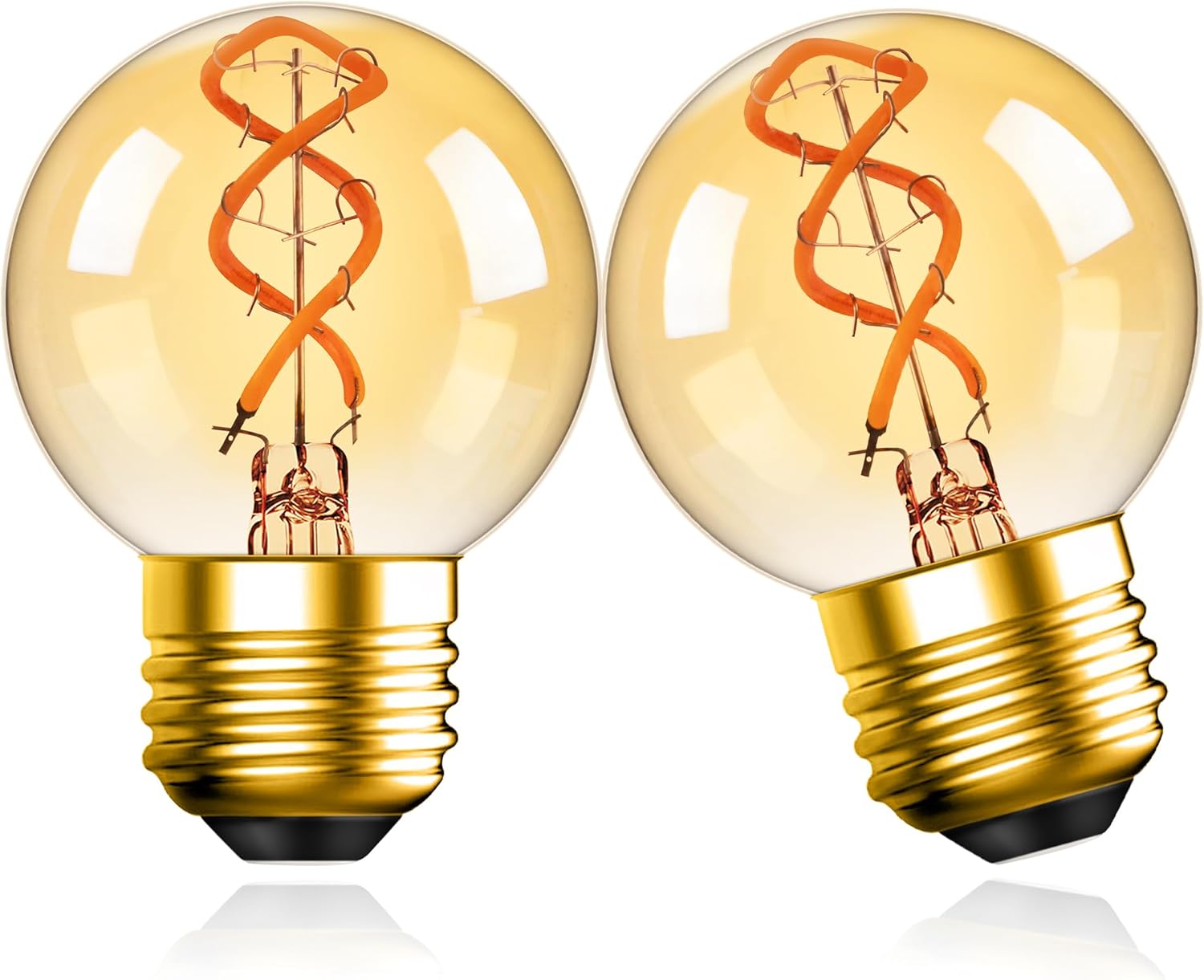 Vintage LED Edison Bulbs 25 Watt Equal 3W G16.5 Decorative LED Bulbs Spiral Filament for Ceiling Fan,E26 Small Power,Amber Glass,2200K Warm White,Non-dimmable,180LM,2 Pack