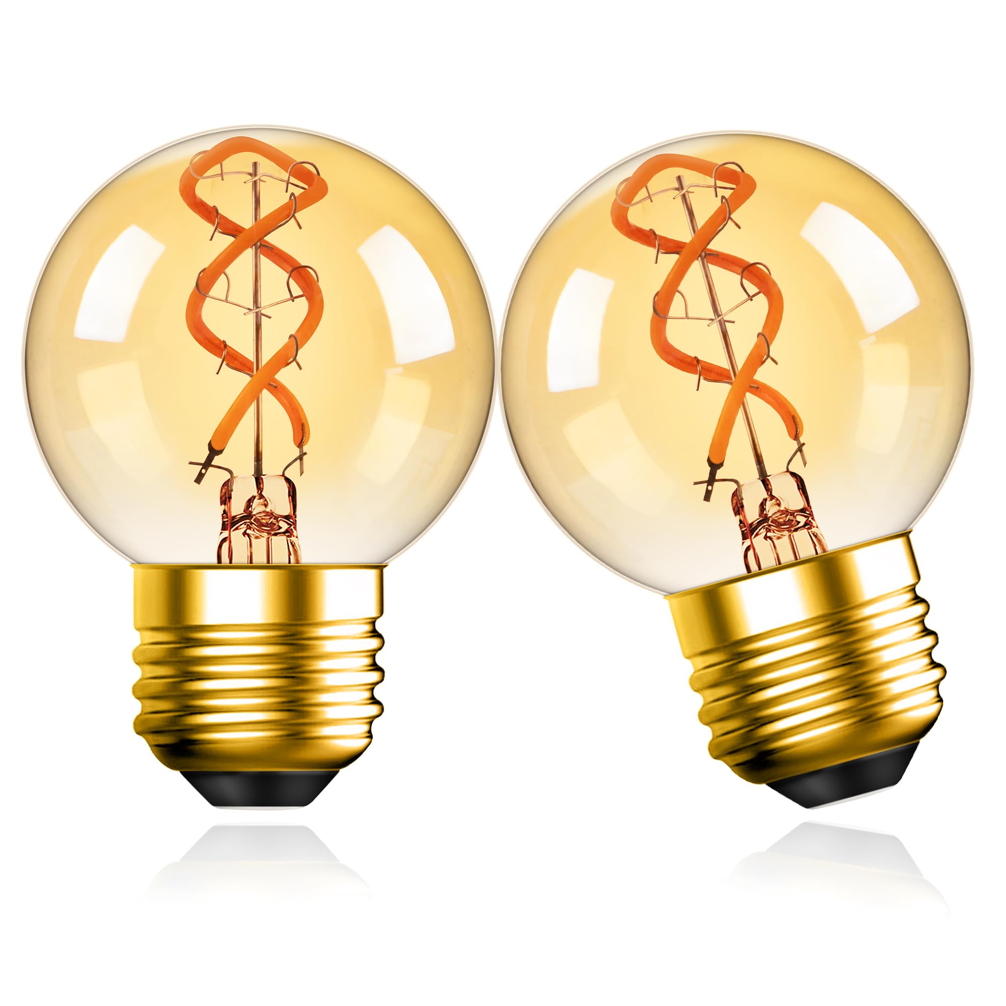 Vintage LED Edison Bulbs 3W=25W G16.5 E26 Spiral Filament Amber Glass for Ceiling Fans 2200K Warm White 2 Pack