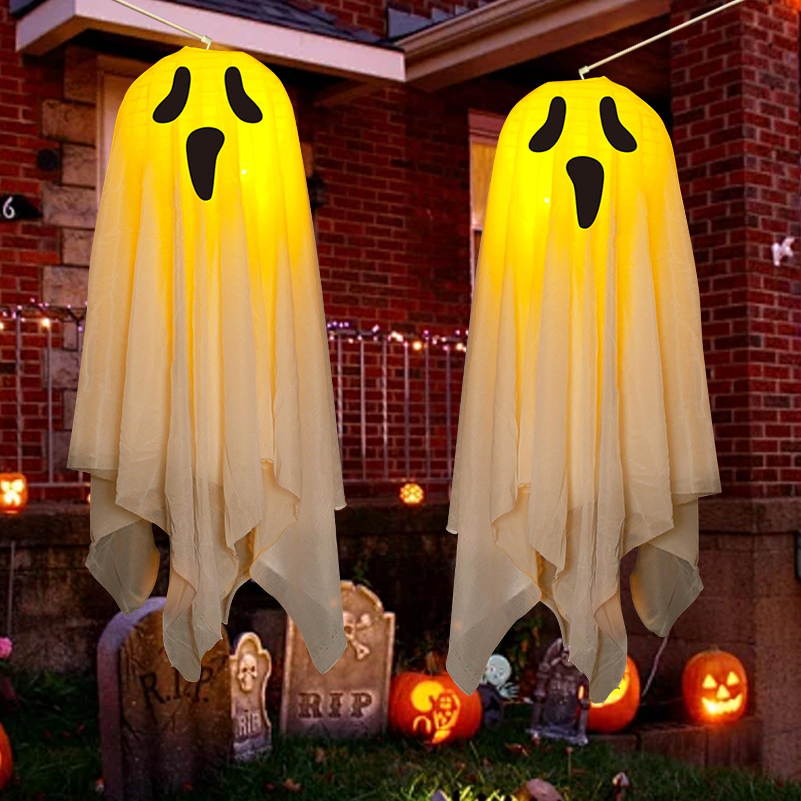 6er Set Halloween Geister Deko - Leuchtende Geister Für Garten & Party, Grusel-Dekoration Mit Farblicht