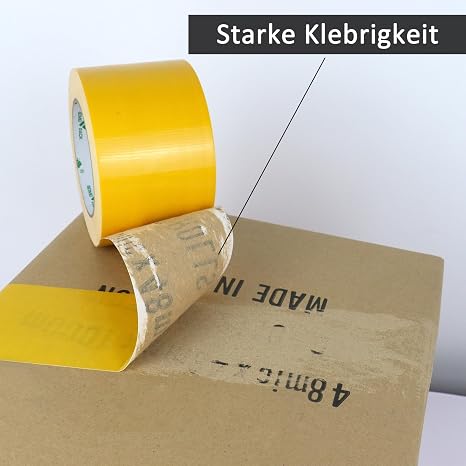 BOMEI PACK Gelb Panzertape Wasserfest 75 mm x 30 m - Gelb Panzertape Gaffer Tape Gewebeklebeband - Gewebeband - Panzerband Extra Stark - Duct Tape - Wasserdichtes Klebeband
