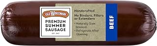 Old Wisconsin Beef Summer Sausage 8oz - 100% Real Beef, Hardwood Smoked, Gluten-Free Keto Snack, High Protein Ready-to-Eat