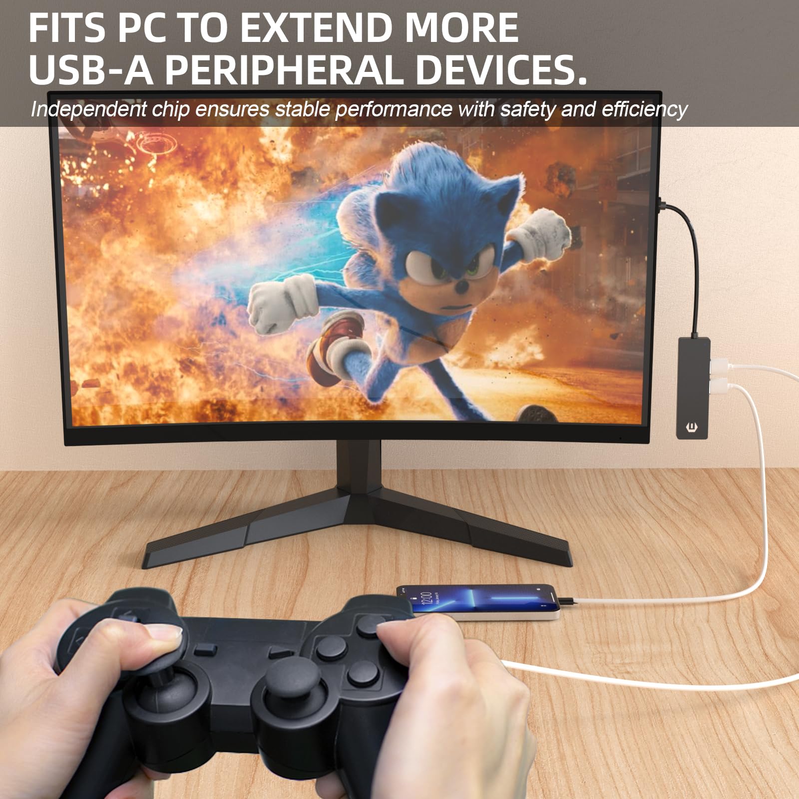 Tiergrade 4-Port USB Hub With Power Delivery - Ultra Slim USB-C Hub For Laptop