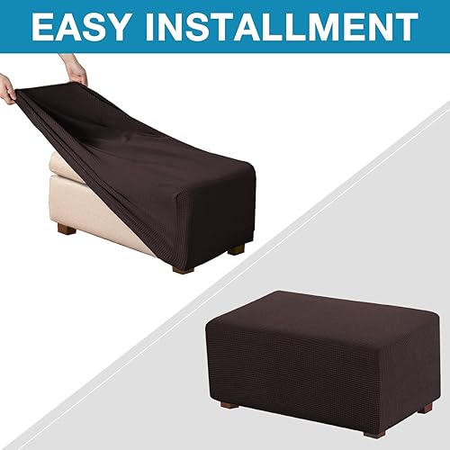Miniatura 5 de Funda protectora de otomana, elástica, plegable, rectangular, suave, con parte inferior elástica para sala de estar