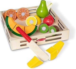 Melissa & Doug Wooden Cutting Fruit Toy Food Set & Pretend Play Kitchen Accessories, Preschool Learning Toys for Girls & Boys 3+