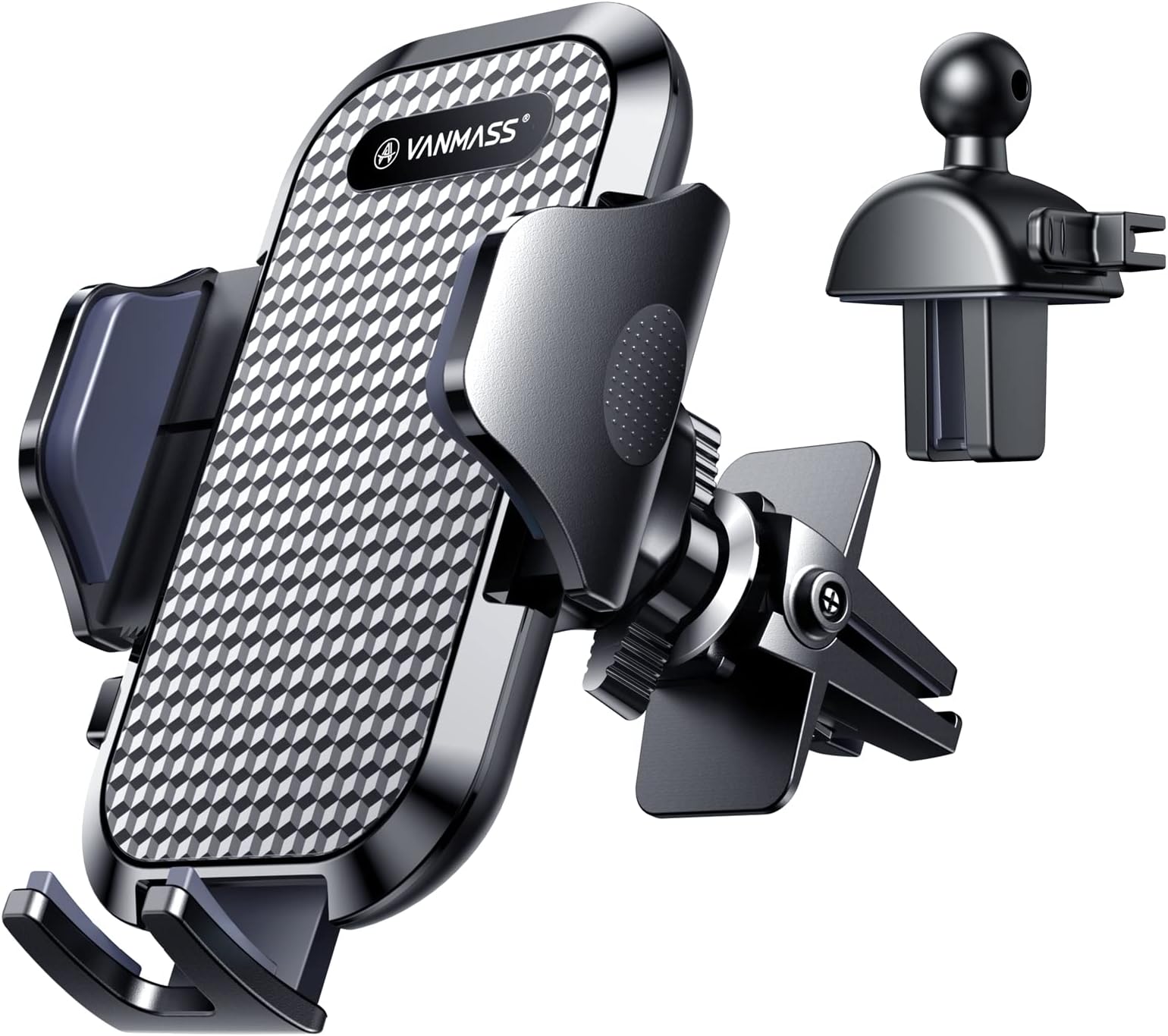 VANMASS 2026 Phone Holders for Your Car Ultimate Military-Grade Car Phone Holder Mount【Patent & Safety Certs】 Upgraded Shockproof Truck Air Vent Phone Mount for iPhone Samsung Android,Glossy Black