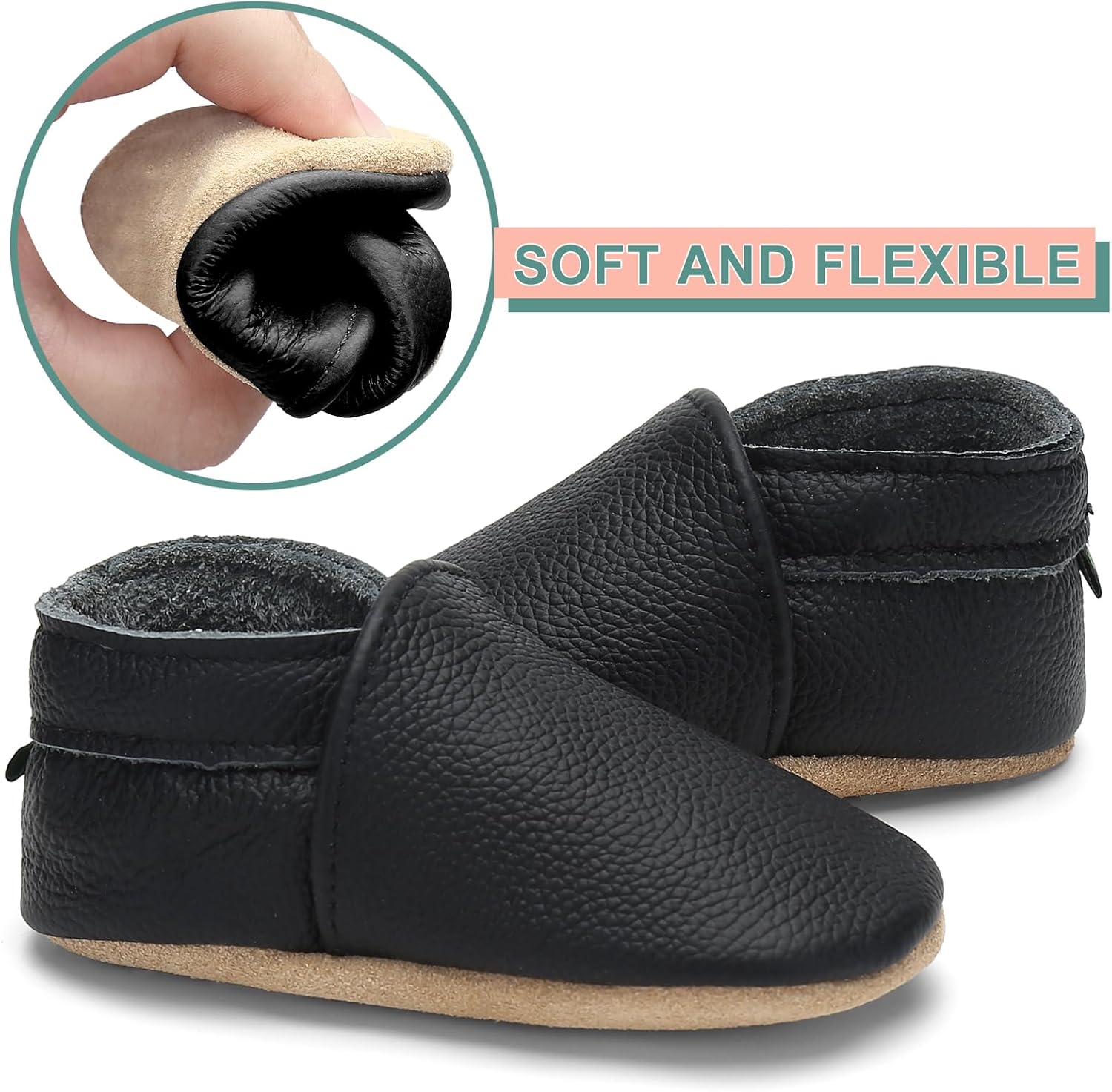 Genuine Leather Baby Booties Soft Sole Toddler Walking Shoes Flexible&Breathable Baby Slippers for First Walkers Boys Girls - Image 5
