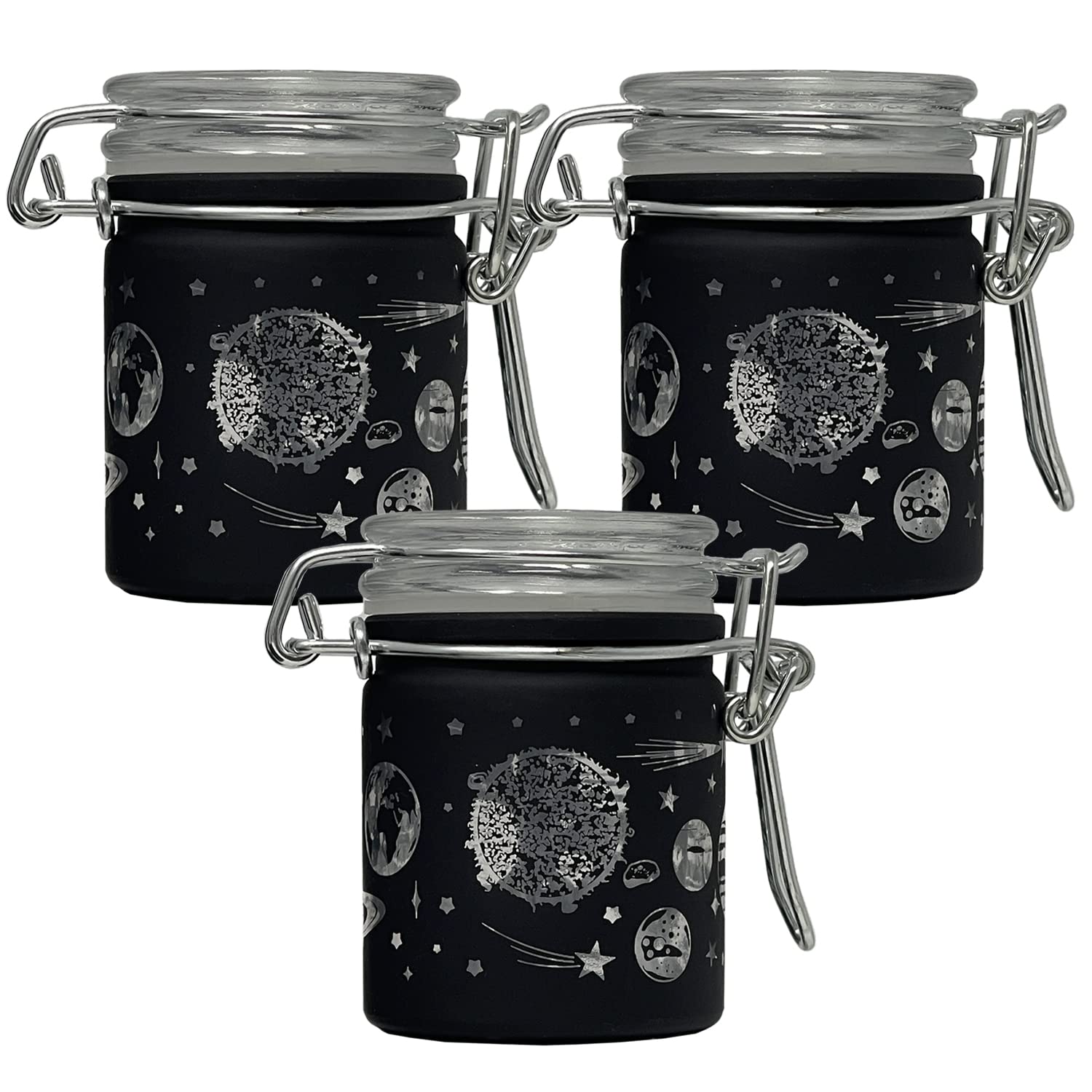 Ted Miller InnovationMini Storage Jar Set of 3: Dark Galaxy with Clamping Lid