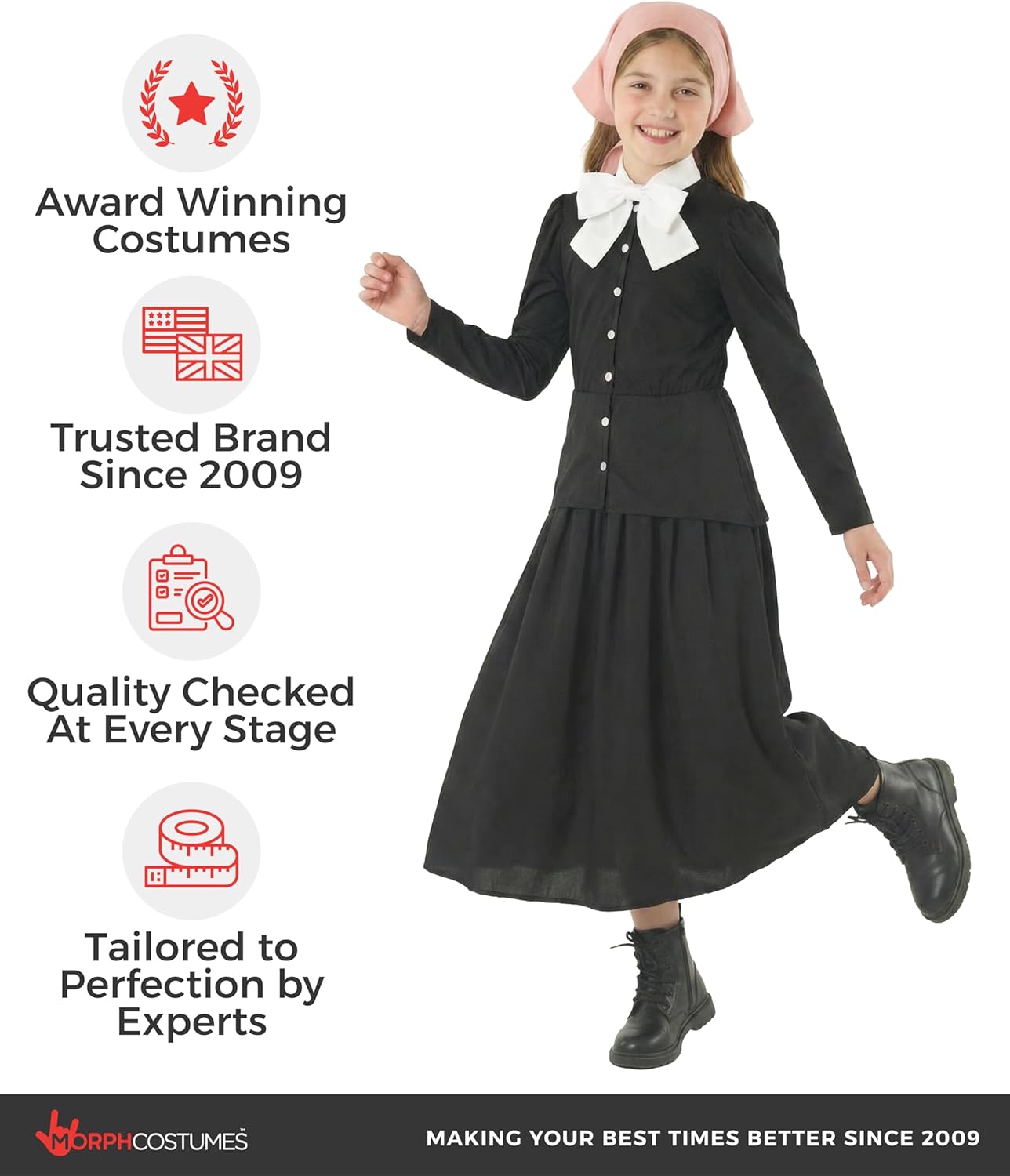 Morph Harriet Tubman Costume, Colonial Costume Girls, Pioneer Girl Costumes, Black Victorian Dress, Pilgrim Costumes
