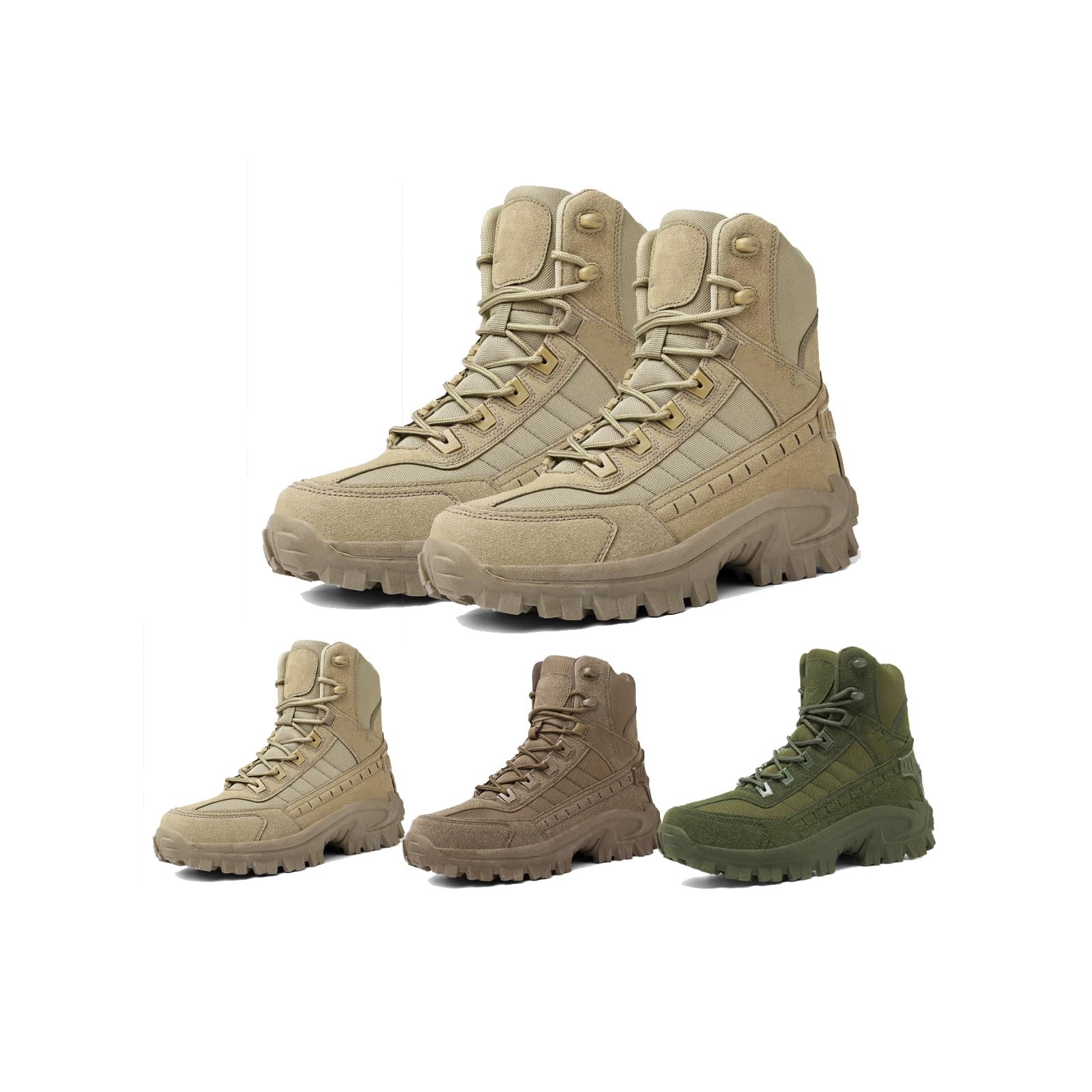Men's Waterproof Side Zipper Outdoor Combat Boots,Casual Outdoor Mountaineering Trekking Commando Tactical Boots, Lightweight Comfortable Orthopedic