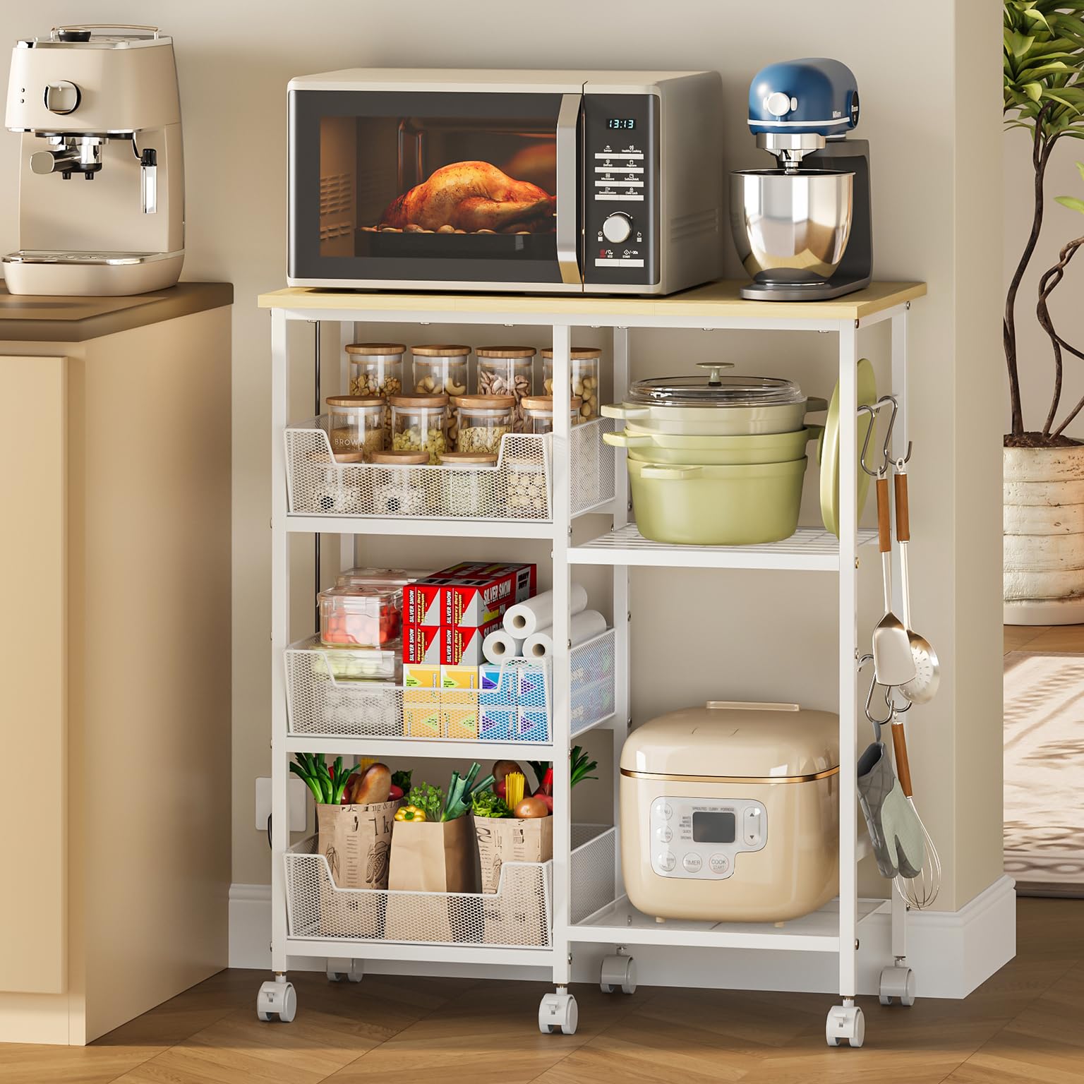 Lyuwanxian Rolling Kitchen Storage Microwave Cart & Kitchen - kitchen furniture | Mubboo