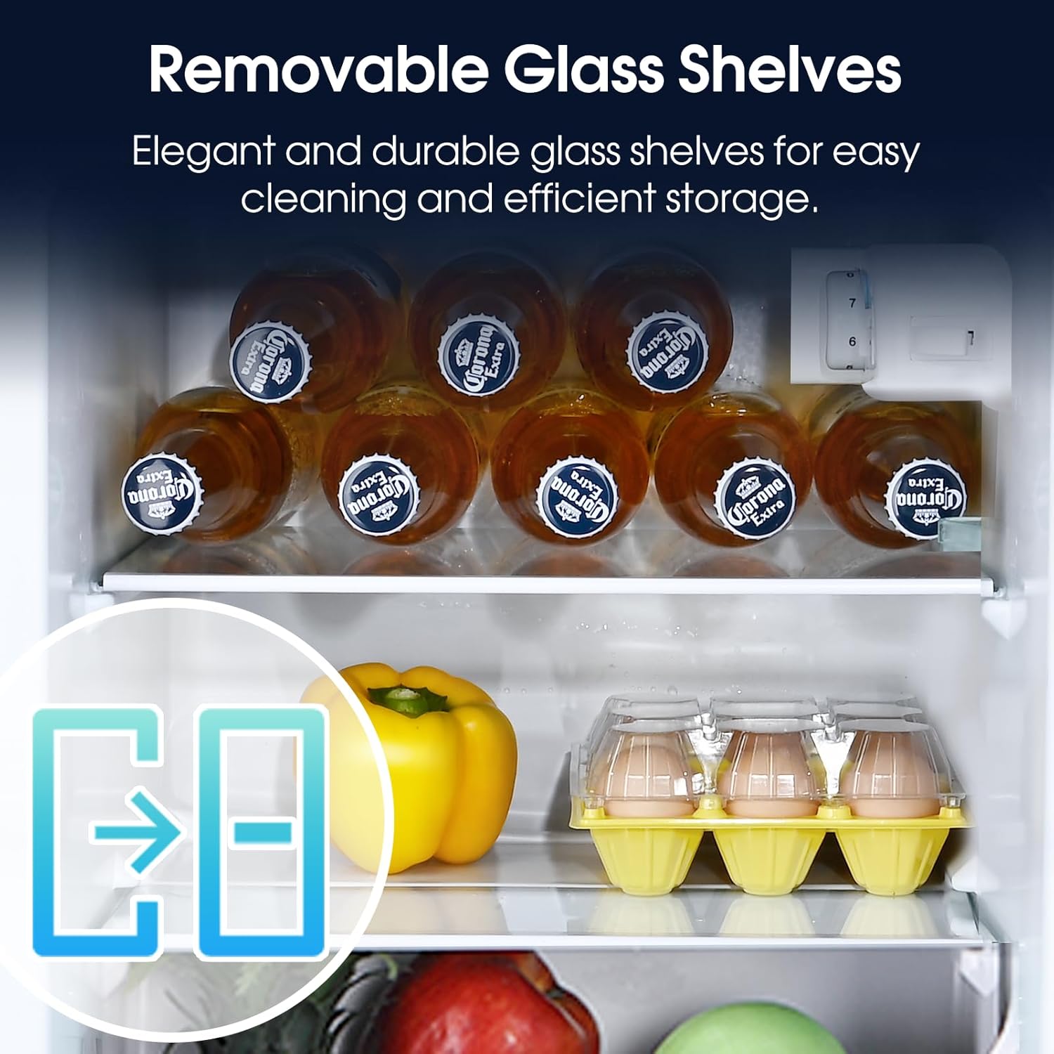 3.2 Cu.Ft Fridge with Freezer, Double Door Refrigerator with Freezer, Temperature Control, Adjustable Shelves, Fridge for Office, Bedroom, Dorm, Garage, RV