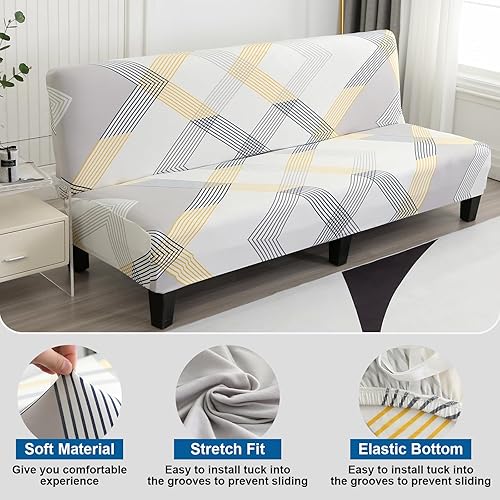 Vista 40 de MIFXIN Funda de sofá sin brazos, funda elástica plegable para sofá cama, sin reposabrazos, protector de muebles de elastano impreso lavable, sin
